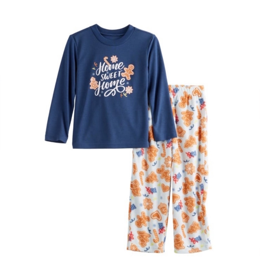 New Kohls 2 pc fleece pajama set Christmas cookies holiday sleepwear girls 3T